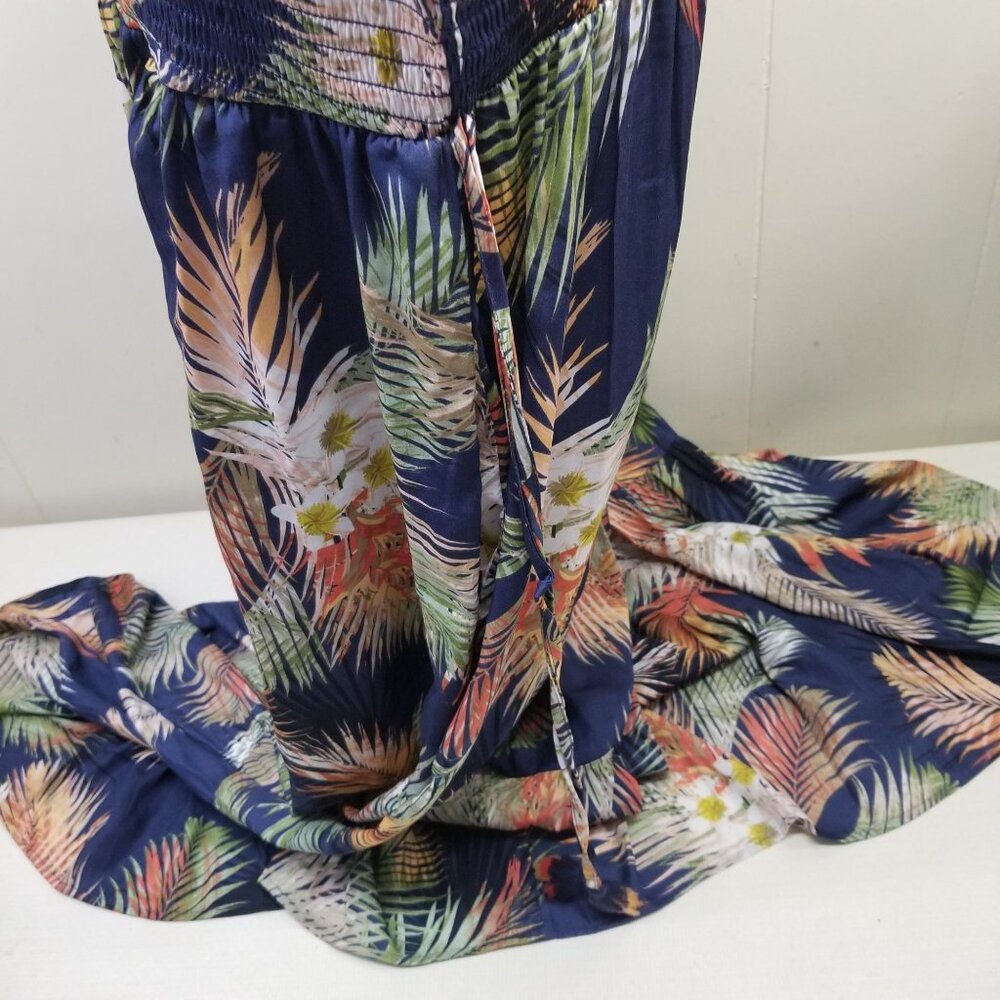Terra Sky 3X Tropical Floral Dress Tiered Ruffle Sleeveless Summer Beach - Picture 5 of 10